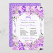 Lilac Purple Floral Quinceanera Court of Honor Invitation (Front/Back)
