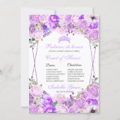 Lilac Purple Floral Quinceanera Court of Honor Invitation (Front)