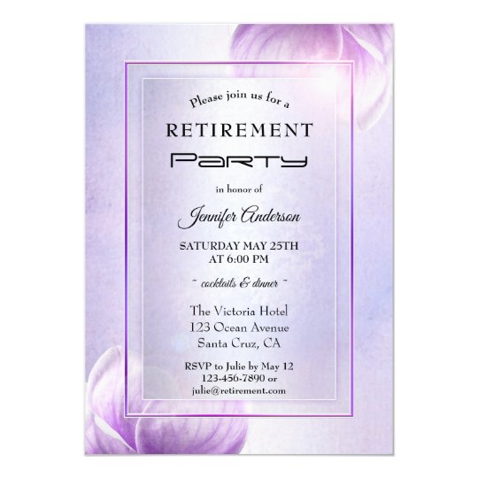 Lilac Purple Floral Retirement Party Invitation | Zazzle.com