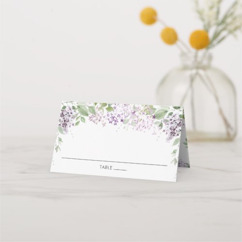 Lilac Purple Floral Wedding Guest Name Place Card
