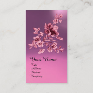 LILAC PURPLE FLOWER BOUQUET AND CARNATION MONOGRAM BUSINESS CARD