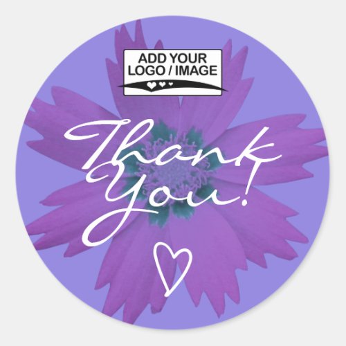 Lilac Purple Flower Thank You Label Logo Template