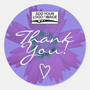 Lilac Purple Flower Thank You Label Logo Template