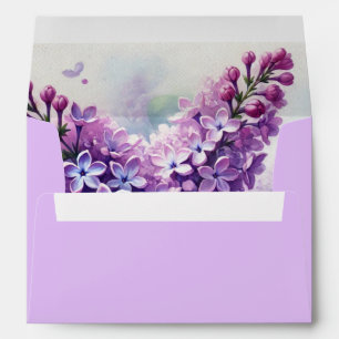 Lilac Purple Flowers Floral Return Address Envelope