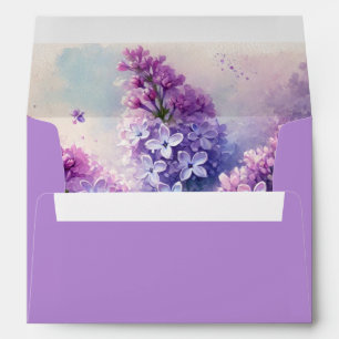 Lilac Purple Flowers Floral Return Address Envelope