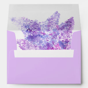 Lilac Purple Flowers Floral Wedding Return Address Envelope