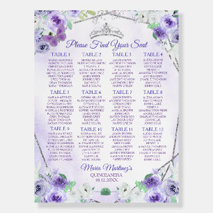 Lilac Purple Flowers Quinceañera Seating Chart Foam Board
