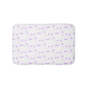 Lilac Purple Flowers, Small Pastel Floral Print Bath Mat