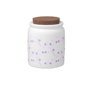 Lilac Purple Flowers, Small Pastel Floral Print Candy Jar