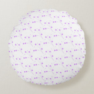 Lilac Purple Flowers, Small Pastel Floral Print Round Pillow