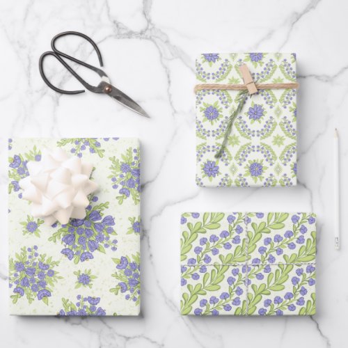 Lilac Purple Flowers Spring Floral Wrapping Paper Sheets