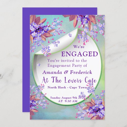Lilac Purple Forget_me_nots Engagement Invitation