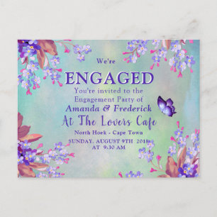 Lilac Purple Forget-me-not's Engagement Invitation Postcard