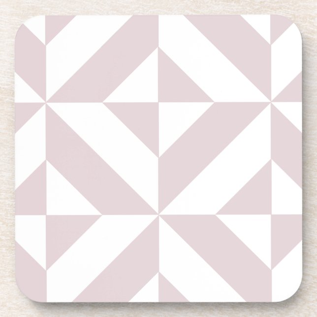 Lilac Purple Geometric Deco Cube Pattern Coaster (Front)