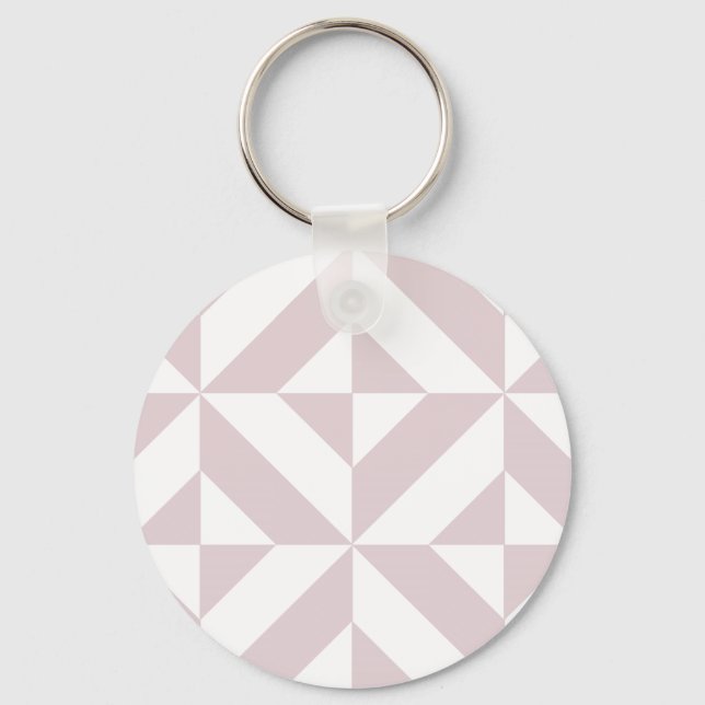 Lilac Purple Geometric Deco Cube Pattern Keychain (Front)