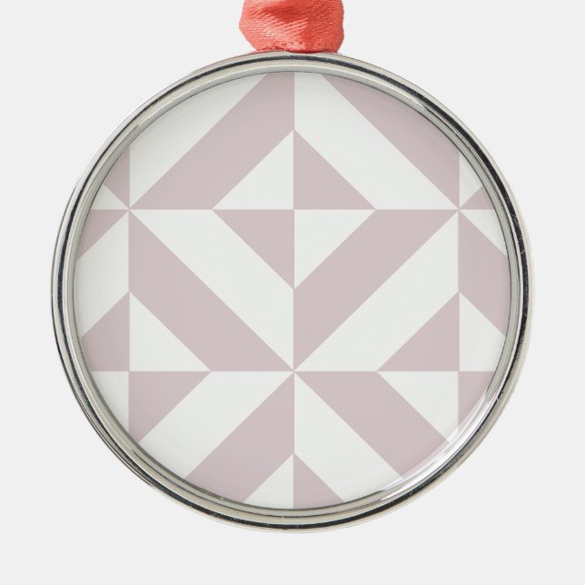 Lilac Purple Geometric Deco Cube Pattern Metal Ornament (Front)