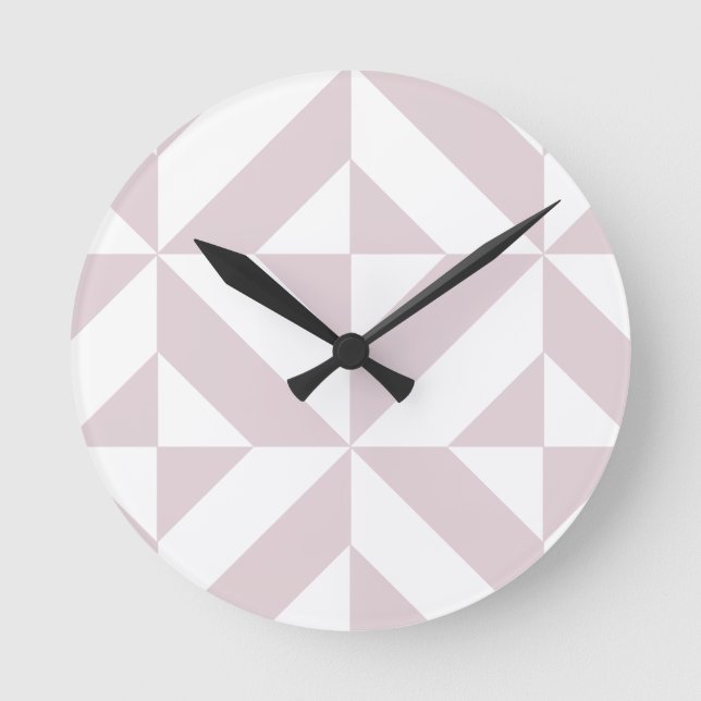 Lilac Purple Geometric Deco Cube Pattern Round Clock (Front)