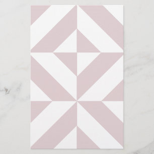 Lilac Purple Geometric Deco Cube Pattern Stationery