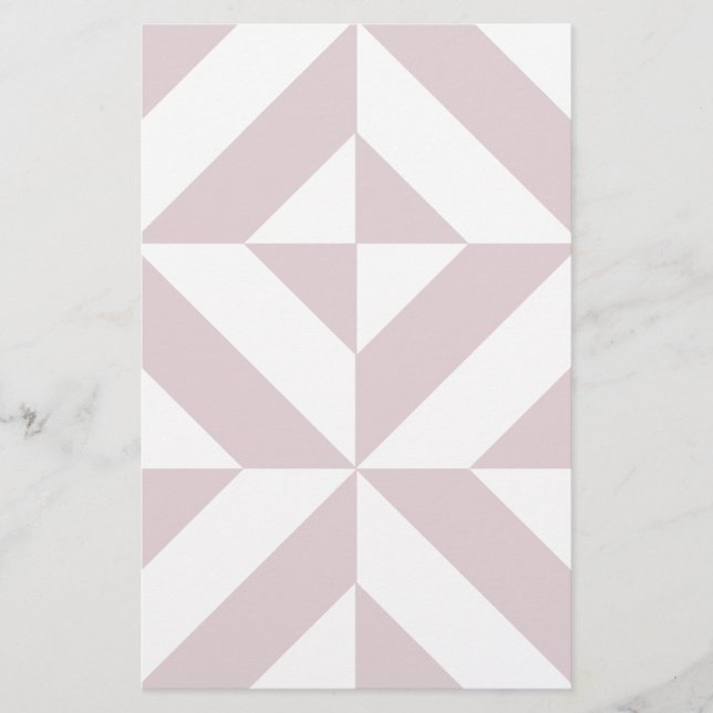Lilac Purple Geometric Deco Cube Pattern Stationery (Front)