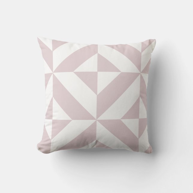 Lilac Purple Geometric Deco Cube Pattern Throw Pillow (Front)