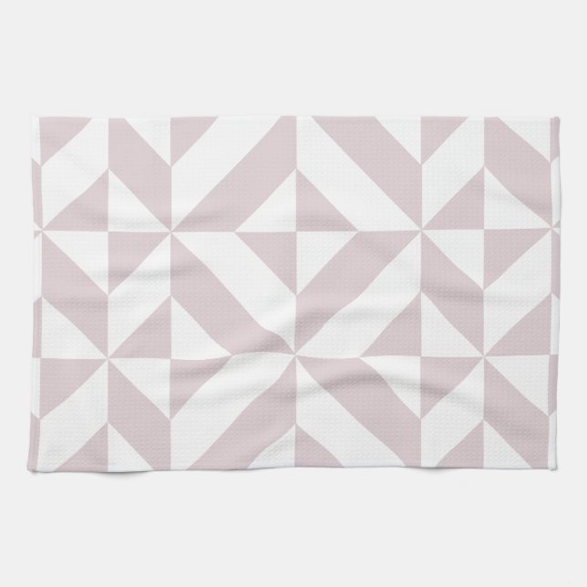 Lilac Purple Geometric Deco Cube Pattern Towel (Horizontal)