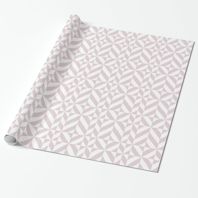 Lilac Purple Geometric Deco Cube Pattern Wrapping Paper (Unrolled)