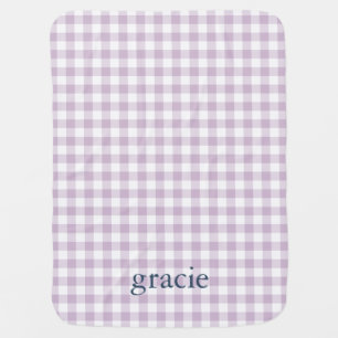 Lilac Purple Gingham Monogrammed Baby Blanket