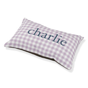 Lilac Purple Gingham Monogrammed Pet Bed