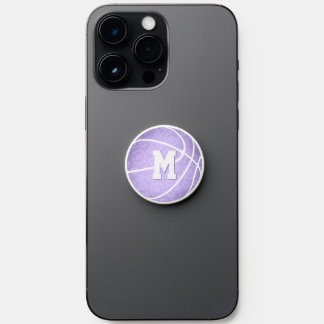 lilac purple girly basketball w monogram PopSocket