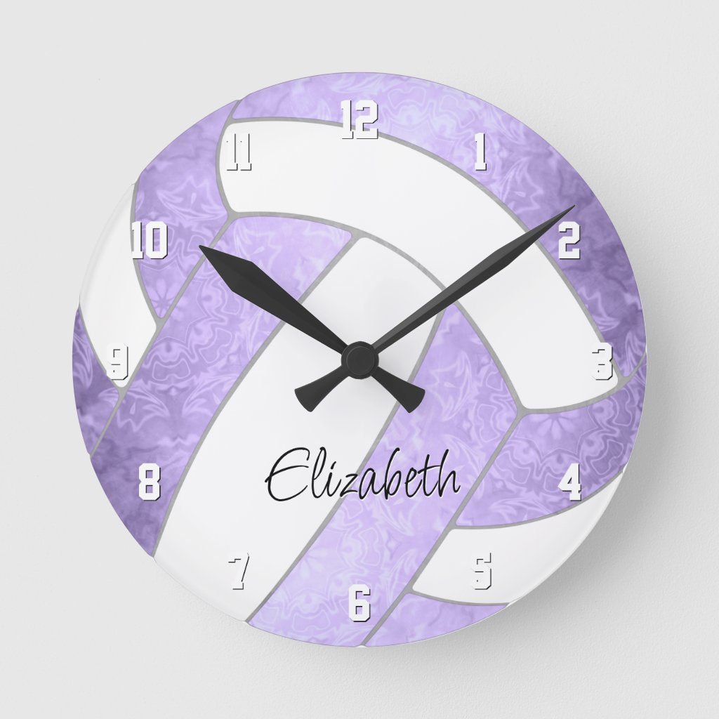 lilac girly volleyball sports room wall clock