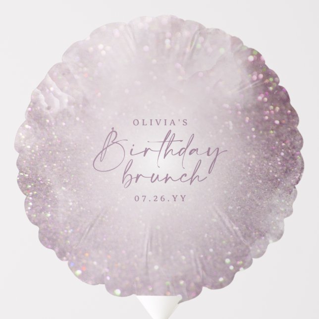 Lilac purple glitter elegant birthday brunch chic balloon (Front)