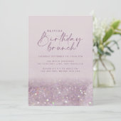 Lilac purple glitter elegant birthday brunch chic invitation (Standing Front)