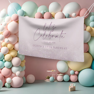 Lilac purple glitter elegant birthday unique banner