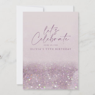 Lilac purple glitter elegant birthday unique invitation