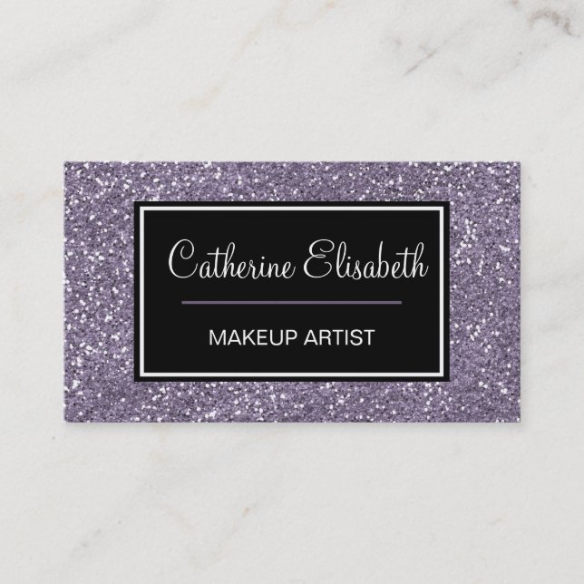 Lilac Purple Glitter, Girly, Pretty, Sparkly, Business Card (Front)