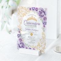Lilac Purple Gold Floral Quinceanera