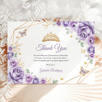 Lilac Purple Gold Floral Quinceanera