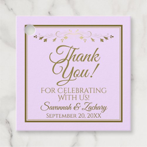 Lilac Purple  Gold Simple Chic Wedding Thank You Favor Tags