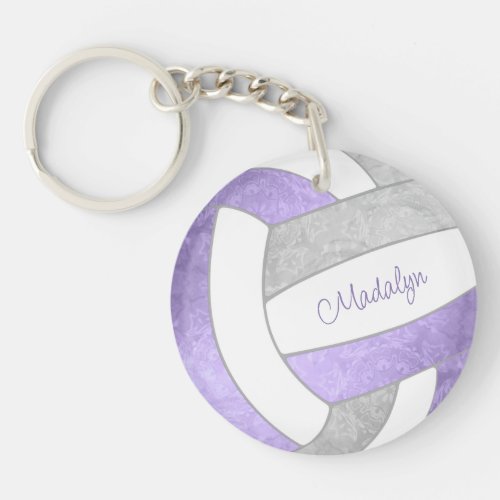 lilac purple gray custom name volleyball gifts keychain