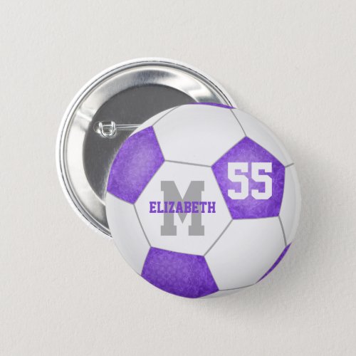 lilac purple gray girly soccer personalized button