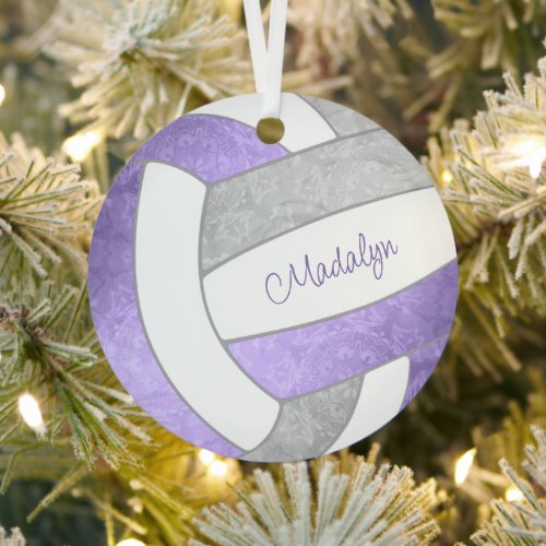 lilac purple gray keepsake volleyball gifts metal ornament