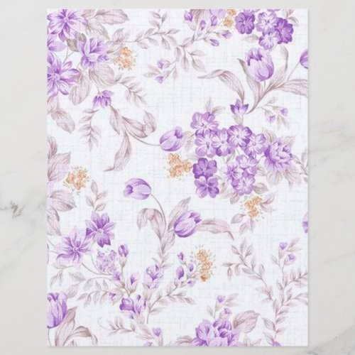 Lilac Purple Gray Pastel Floral Scrapbook Paper