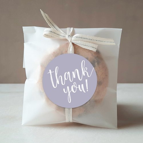 Lilac Purple Hand Lettered Script Thank You Classic Round Sticker