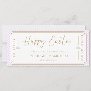 Lilac Purple Happy Easter Gift Voucher Card