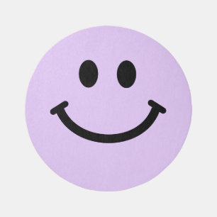 Lilac Purple Happy Face Rug Round Area Rug Carpet