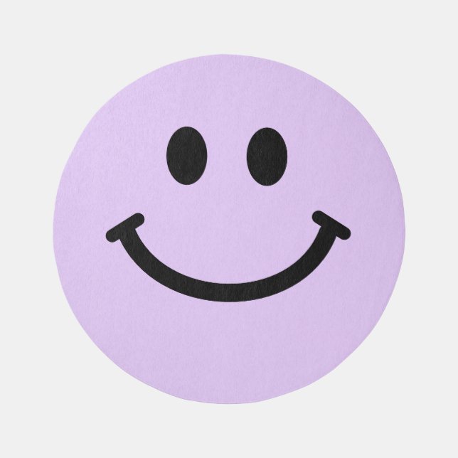 Lilac Purple Happy Face Rug Round Area Rug Carpet (Front)