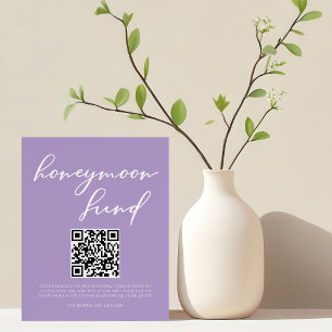 Lilac Purple Honeymoon Fund Wedding QR Code Foam Board