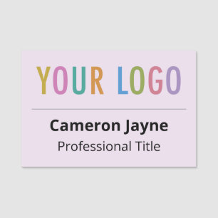 Lilac Purple Large Nametag with Logo Professional Name Tag