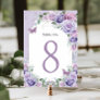 Lilac Purple Lavender Floral Birthday Quinceanera  Table Number