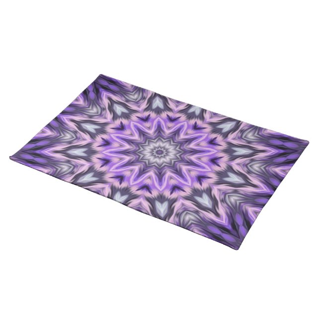 Lilac purple mandala cloth placemat (On Table)